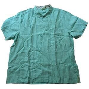 Tommy Bahama Green Sea Glass LInen Short Sleeve Camp Shirt XXL 2XL NWOT